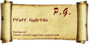 Pfaff Gyárfás névjegykártya
